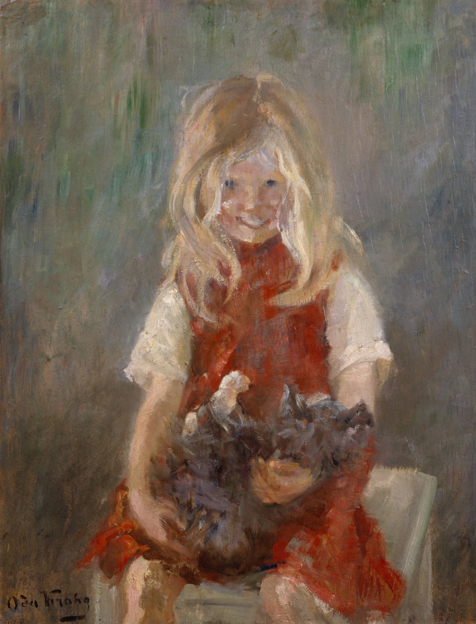 Meisje met kat door Oda Krohg