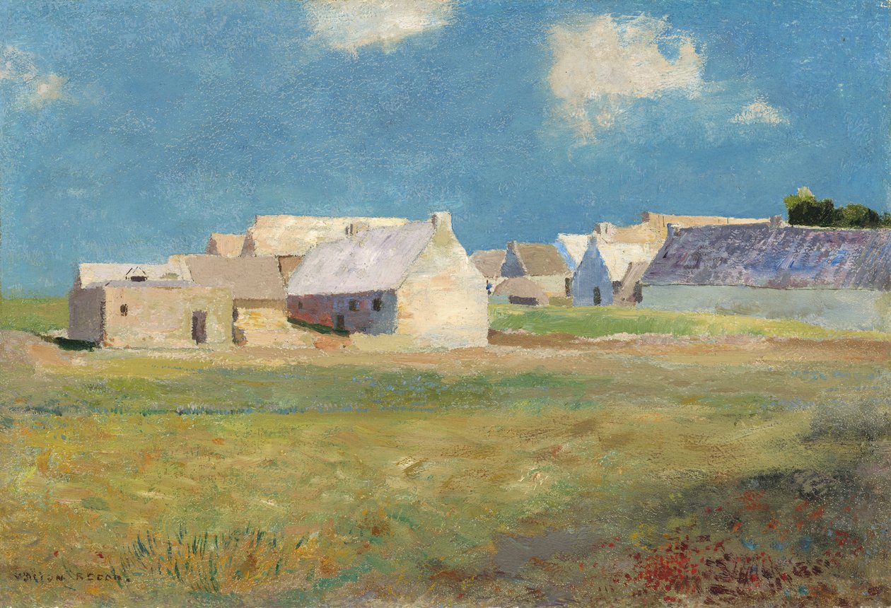 Bretons dorp, ca. 1890 door Odilon Redon