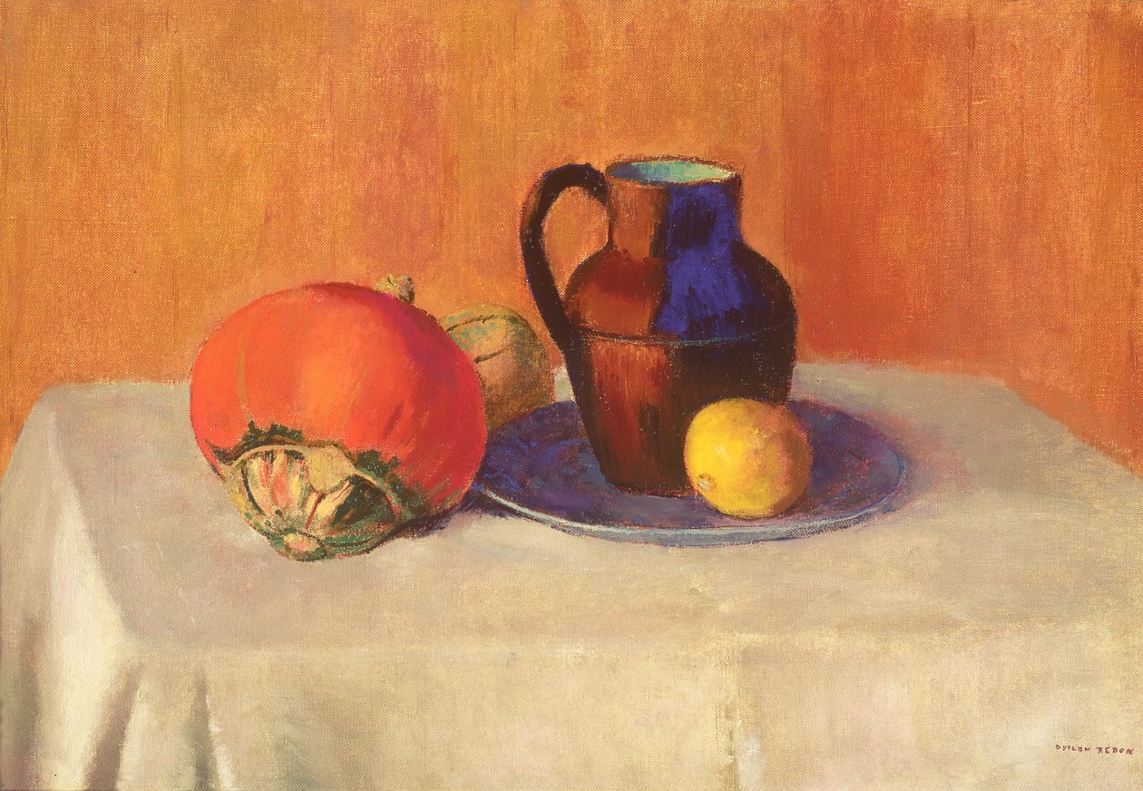 Stilleven met een kruik, ca. 1901-03 door Odilon Redon