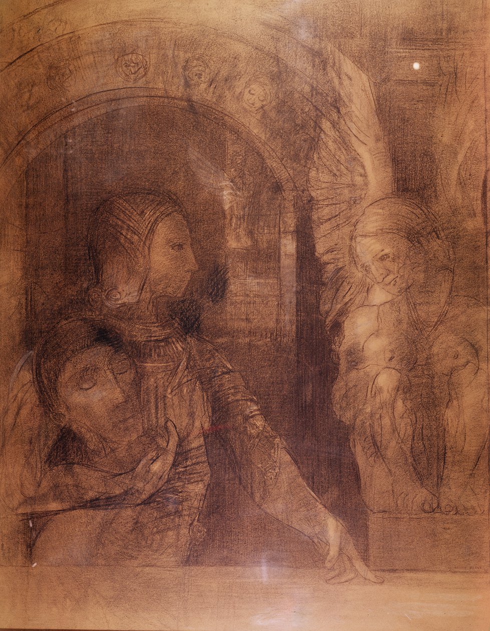 De Mystieke Ridder of De Sfinx, c.1890 door Odilon Redon