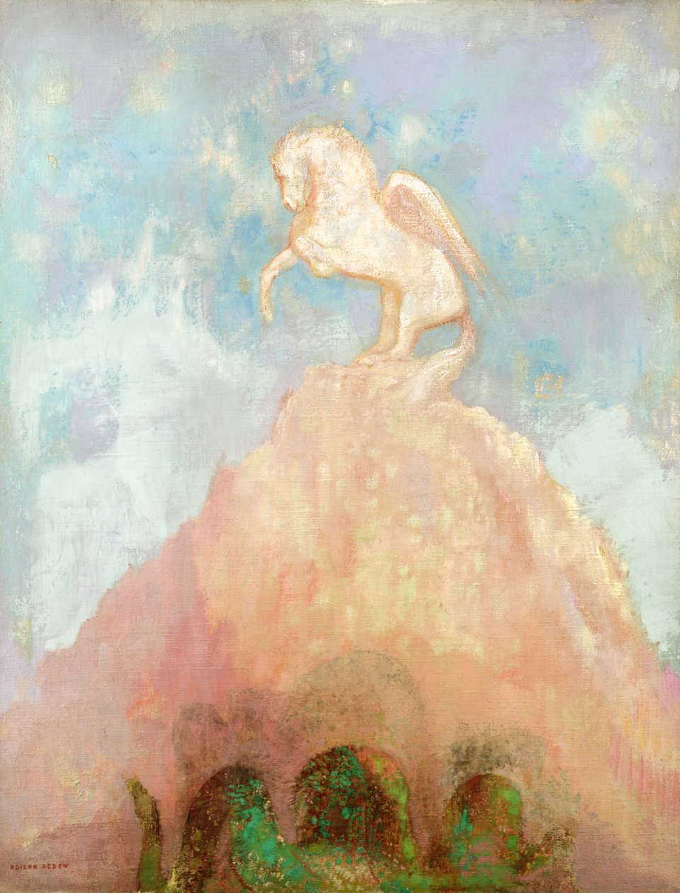 Witte Pegasus, ca. 1908 door Odilon Redon