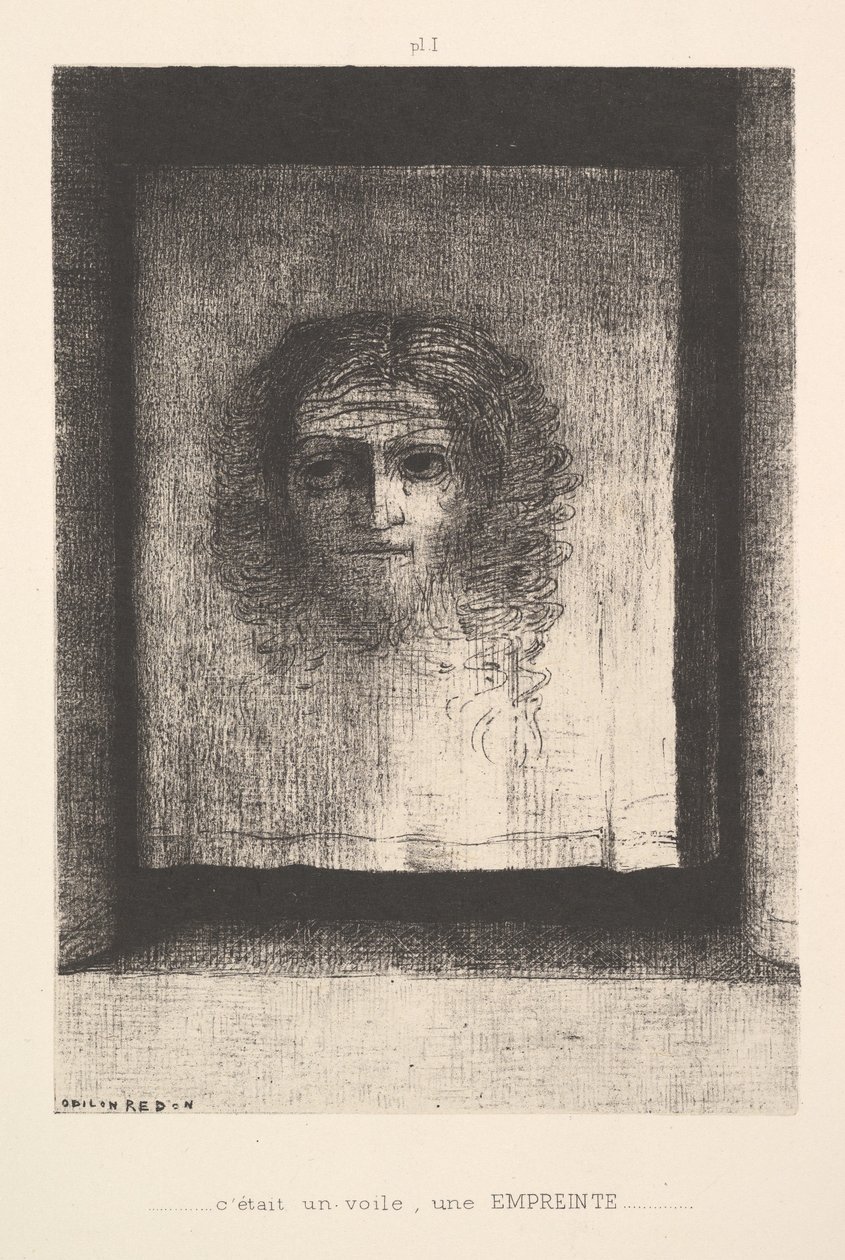 Een sluier, een gedrukte afbeelding door Odilon Redon