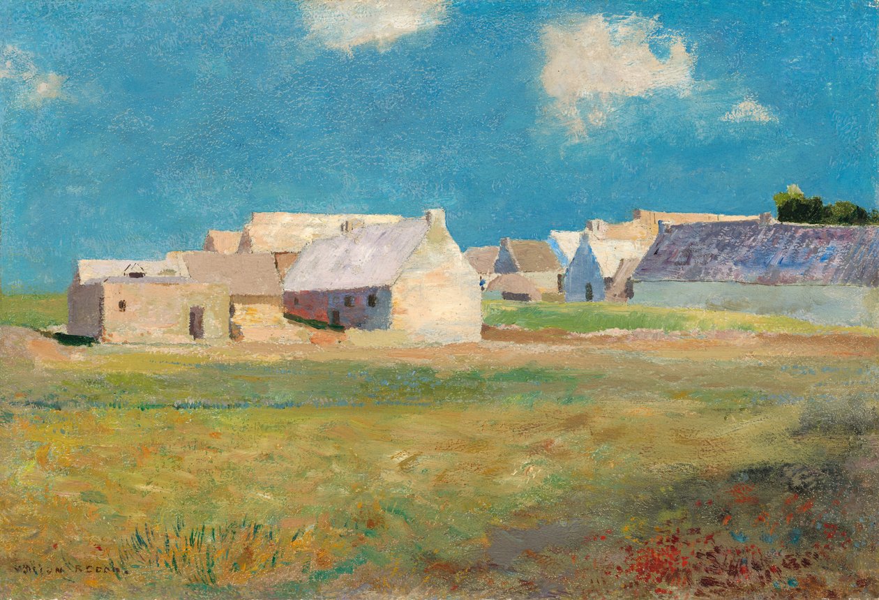 Bretons Dorp, ca. 1890 door Odilon Redon