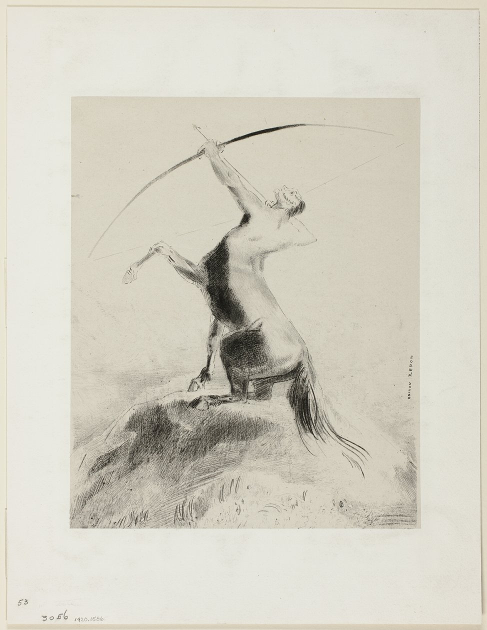 Centaur Richtend op de Wolken door Odilon Redon