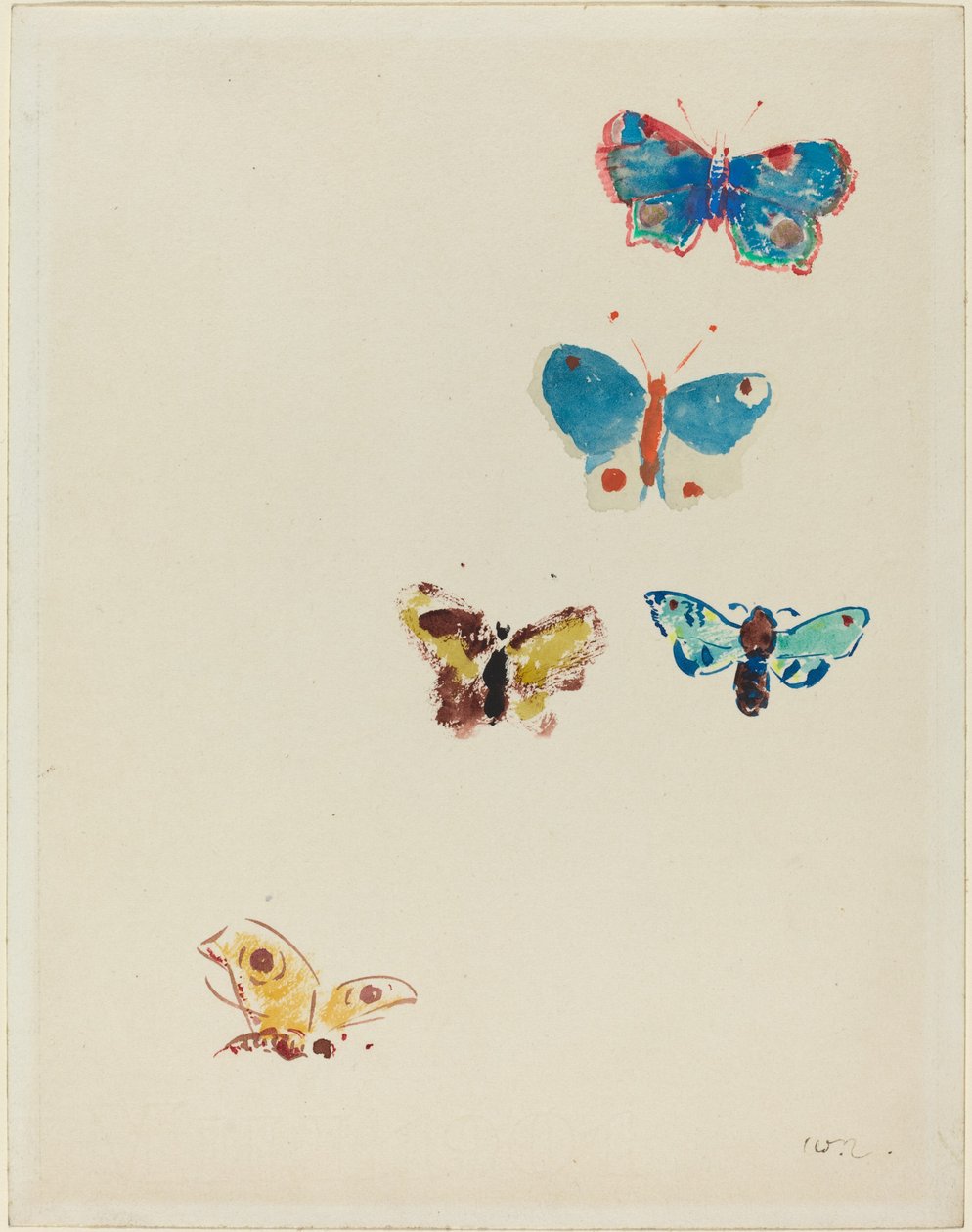 Vijf Vlinders door Odilon Redon