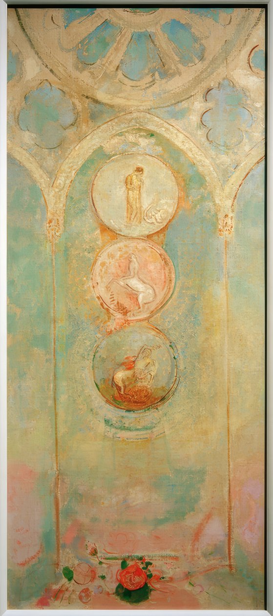 Kartonnen voor een kerkraam door Odilon Redon