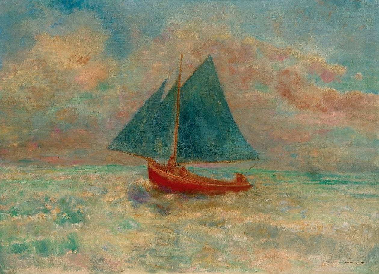 De rode boot door Odilon Redon