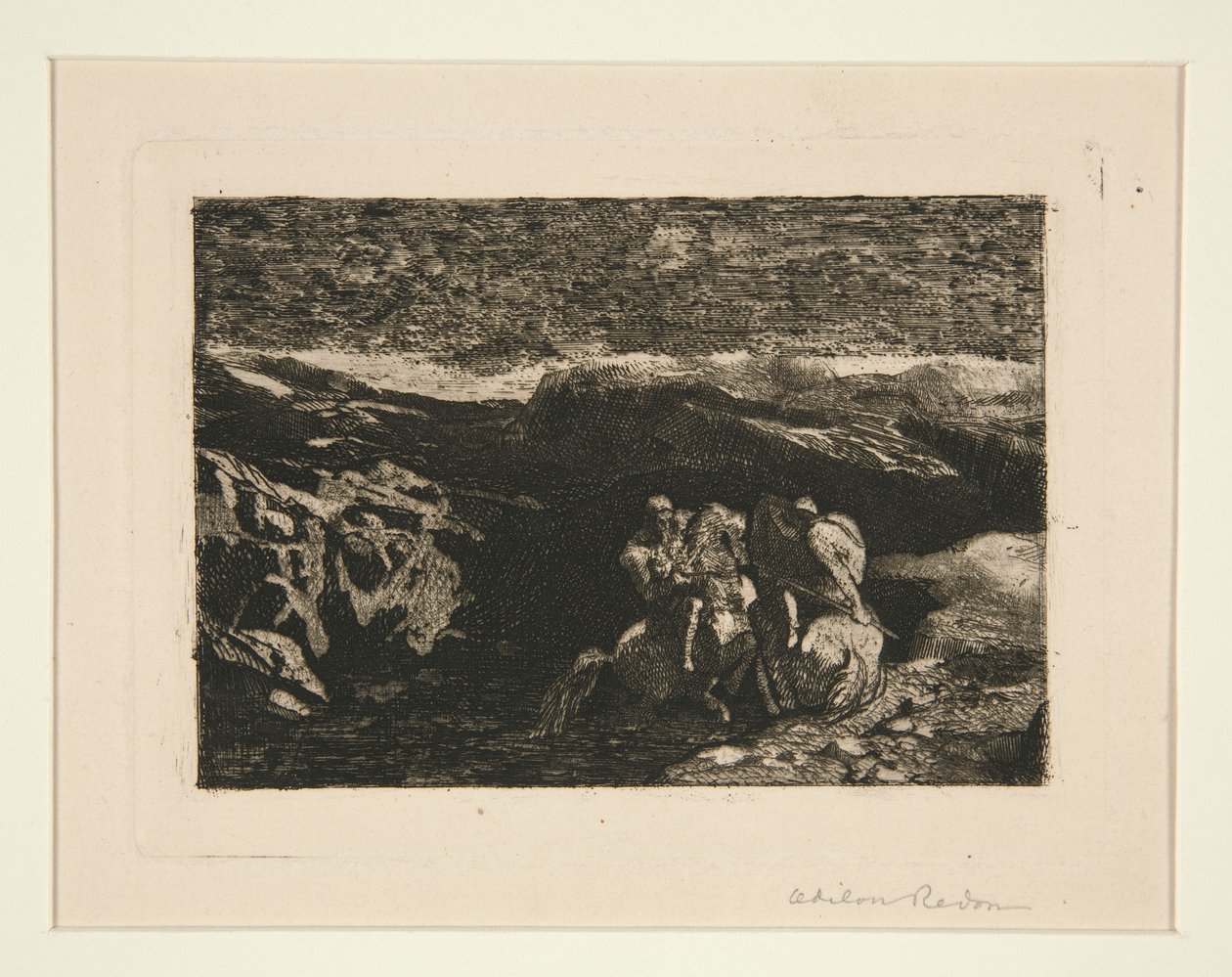 Strijd van ruiters door Odilon Redon