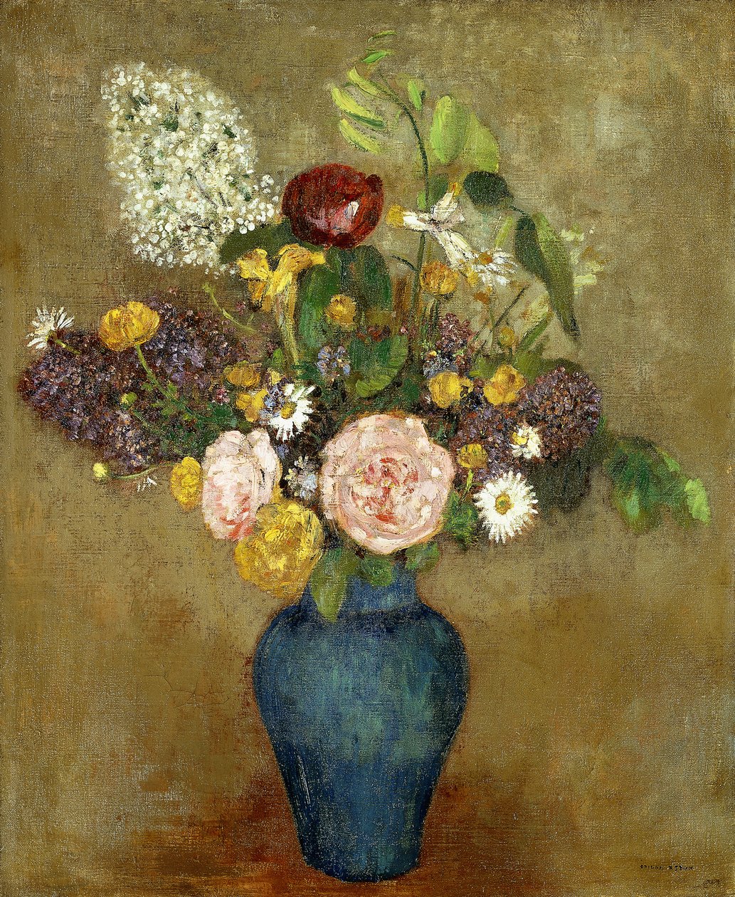 Vaas met bloemen door Odilon Redon