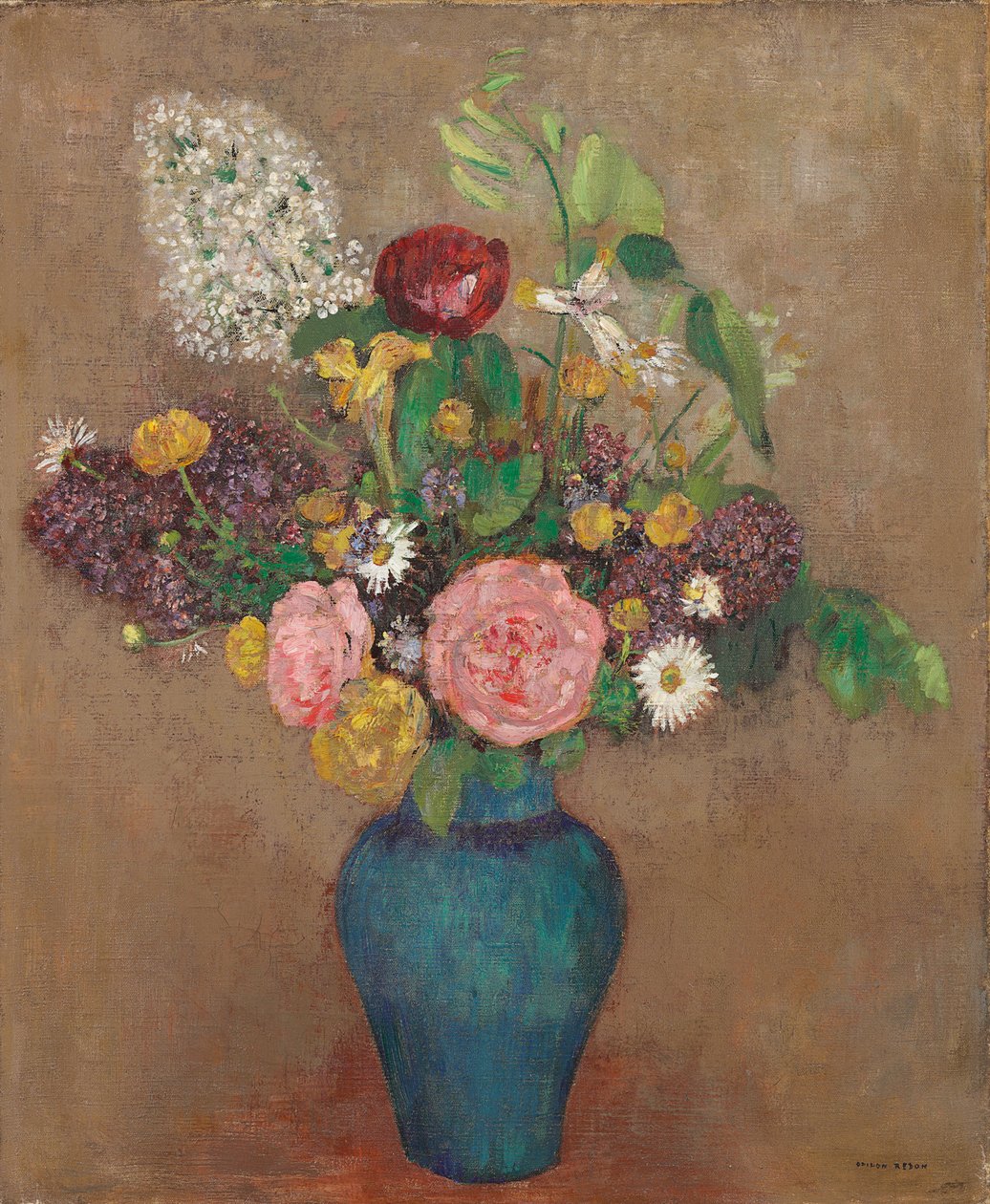 Vaas met bloemen door Odilon Redon