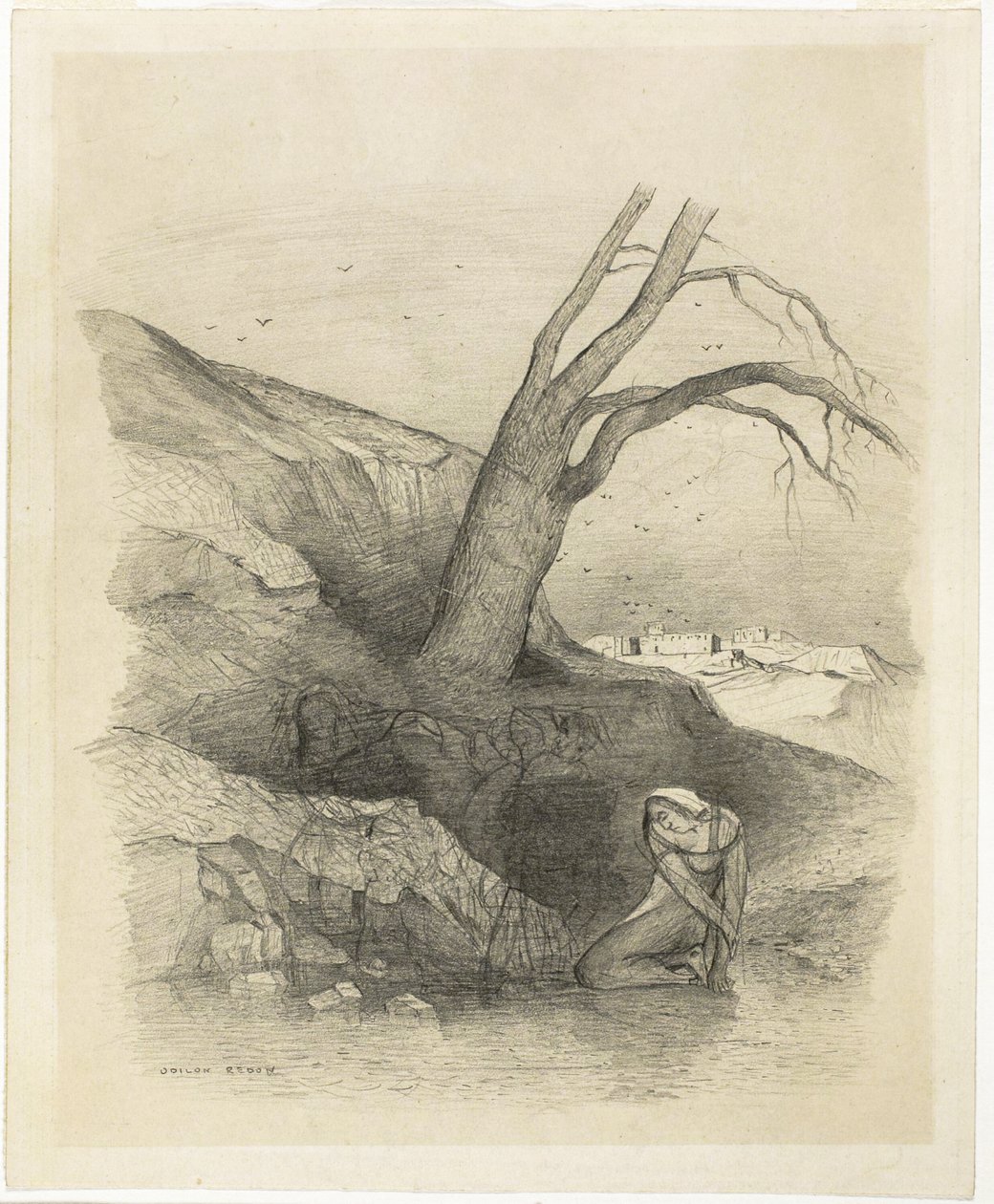 Knielende vrouw door Odilon Redon