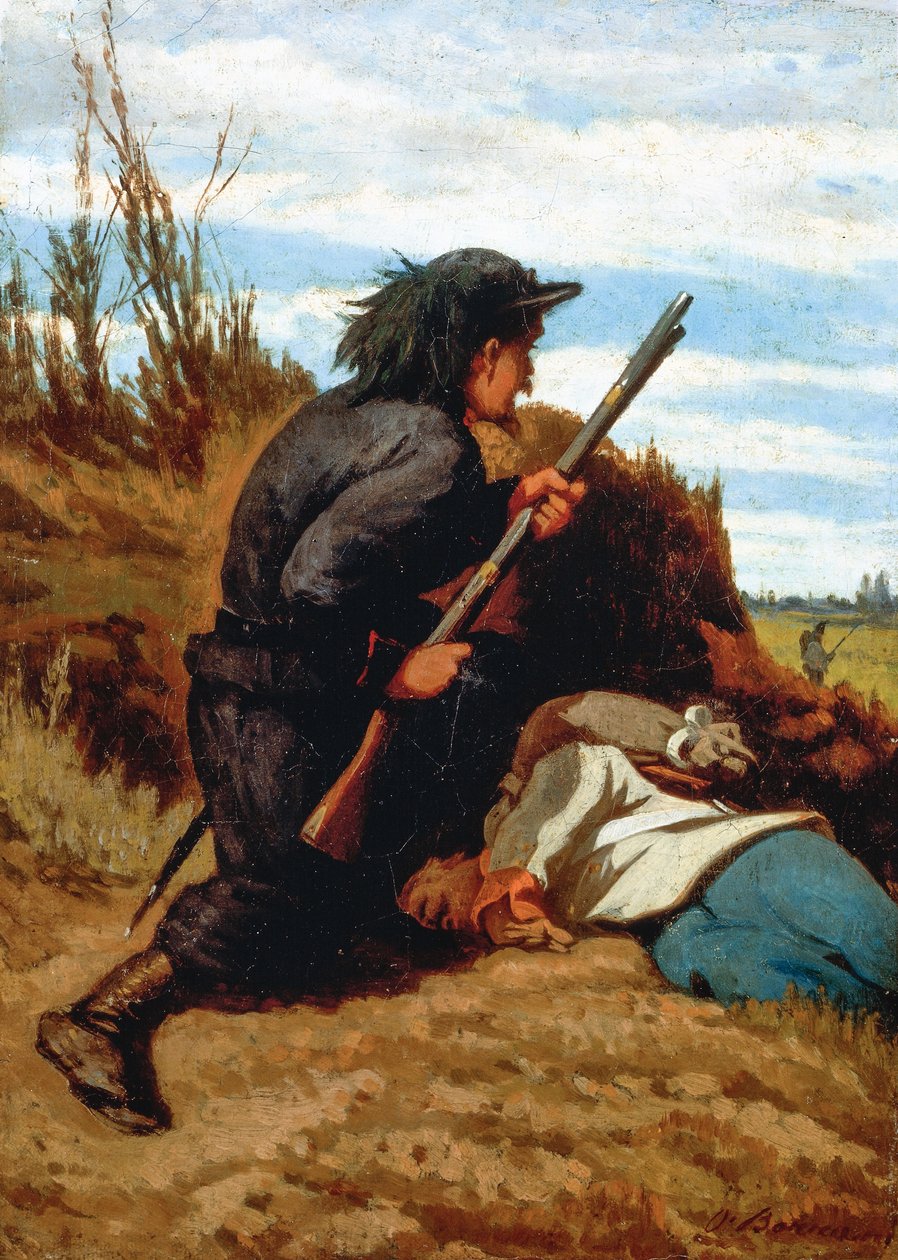 Soldaat in loopgraven door Odoardo Borrani