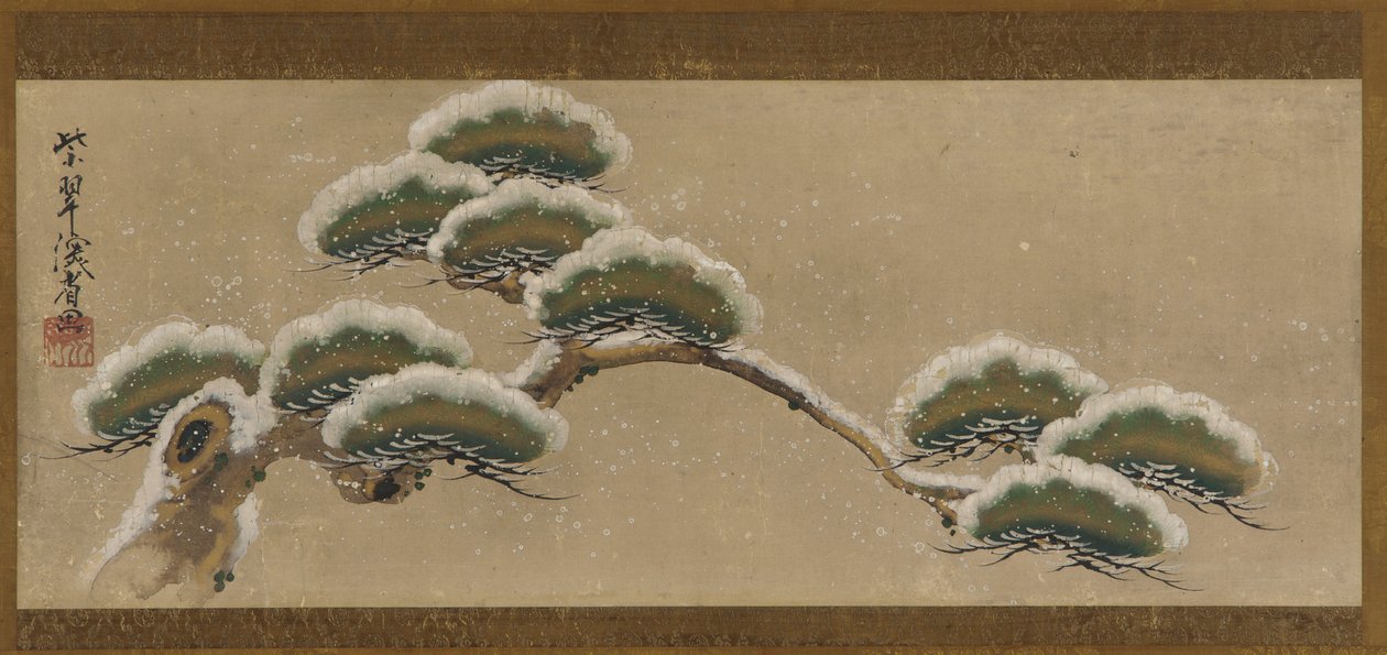 Met sneeuw beladen dennen takken door Ogata Kenzan