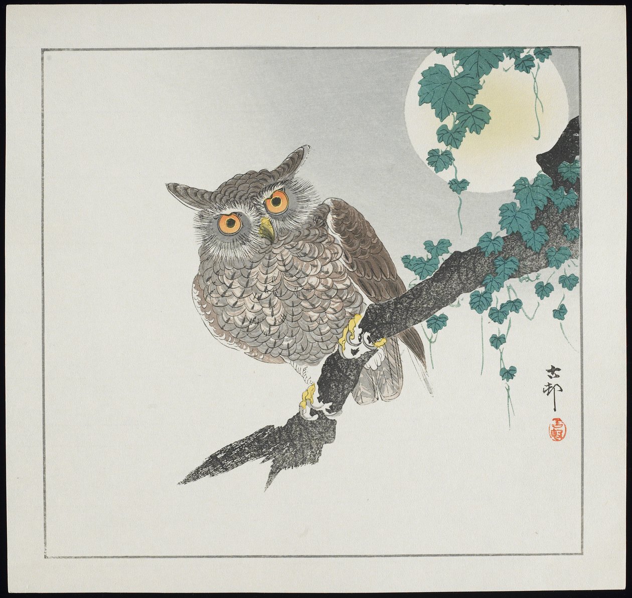 Uil, voor 1912 door Ohara Koson