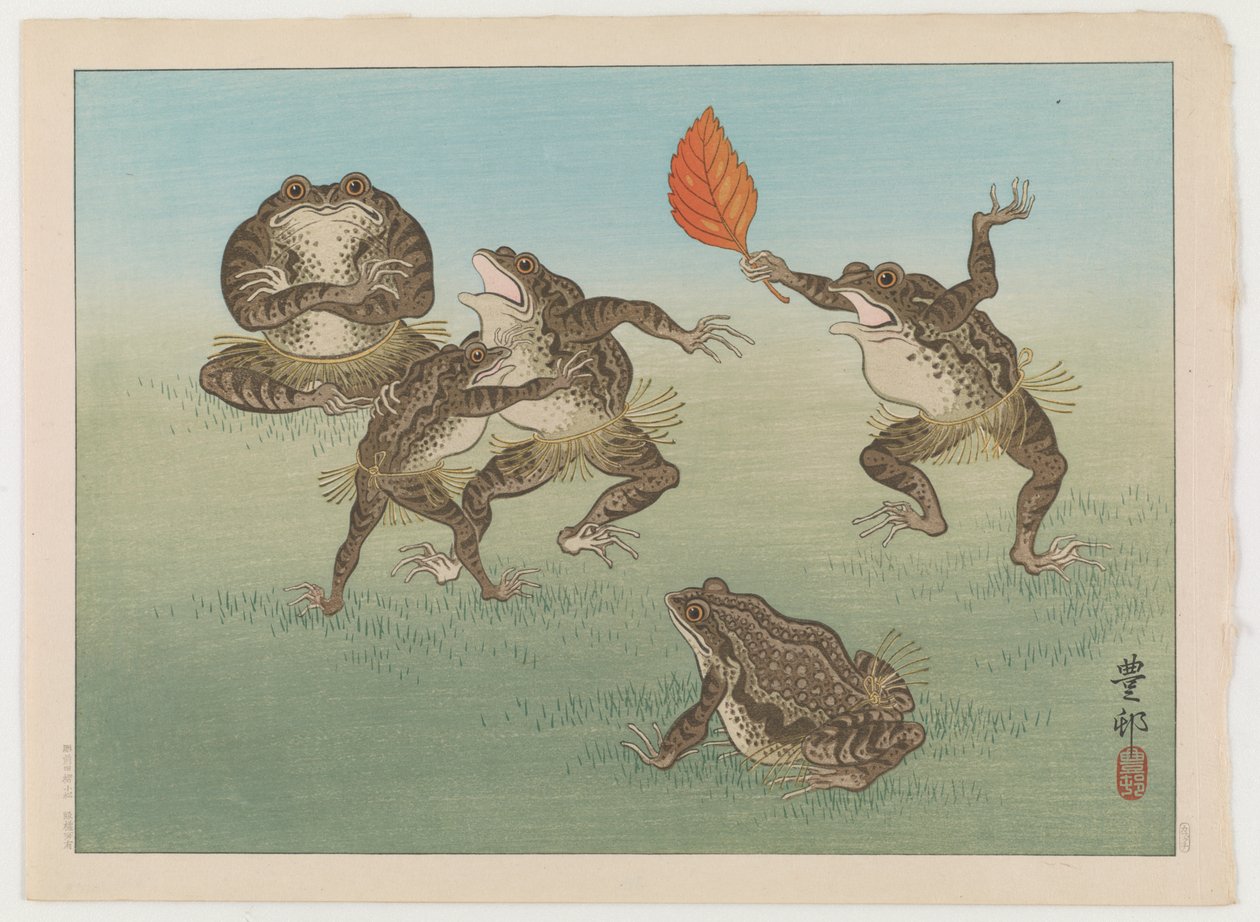 Sumo-worstelt padden, c.1930 door Ohara Koson