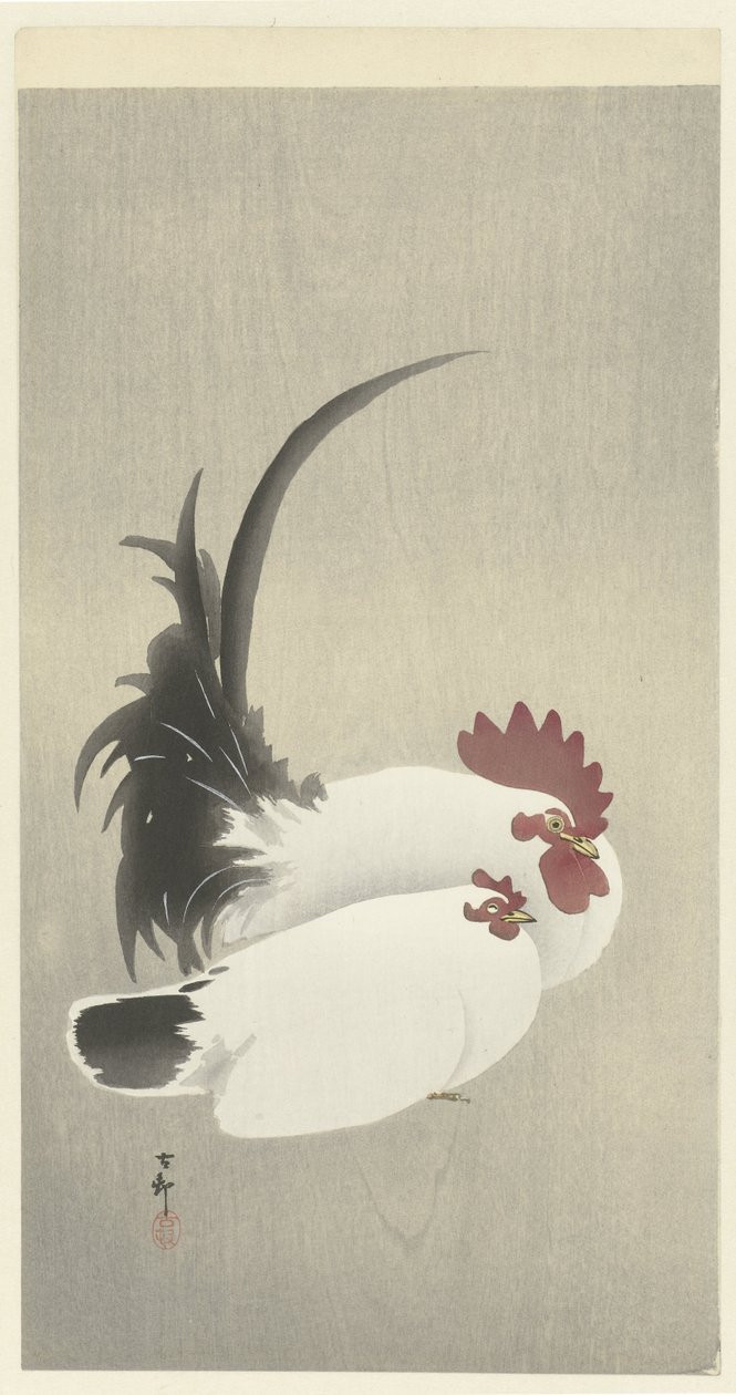 Haan en hen door Ohara Koson