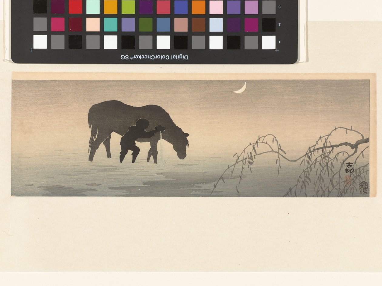 Man en paard door Ohara Koson