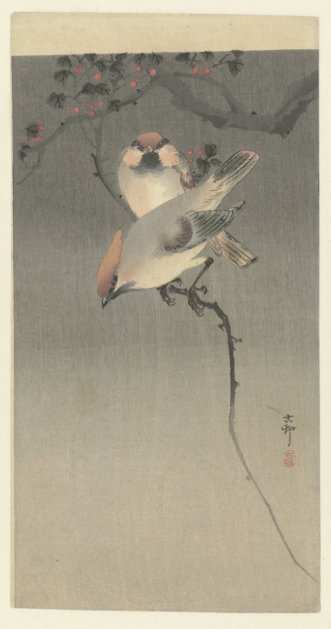 Pestvogels door Ohara Koson