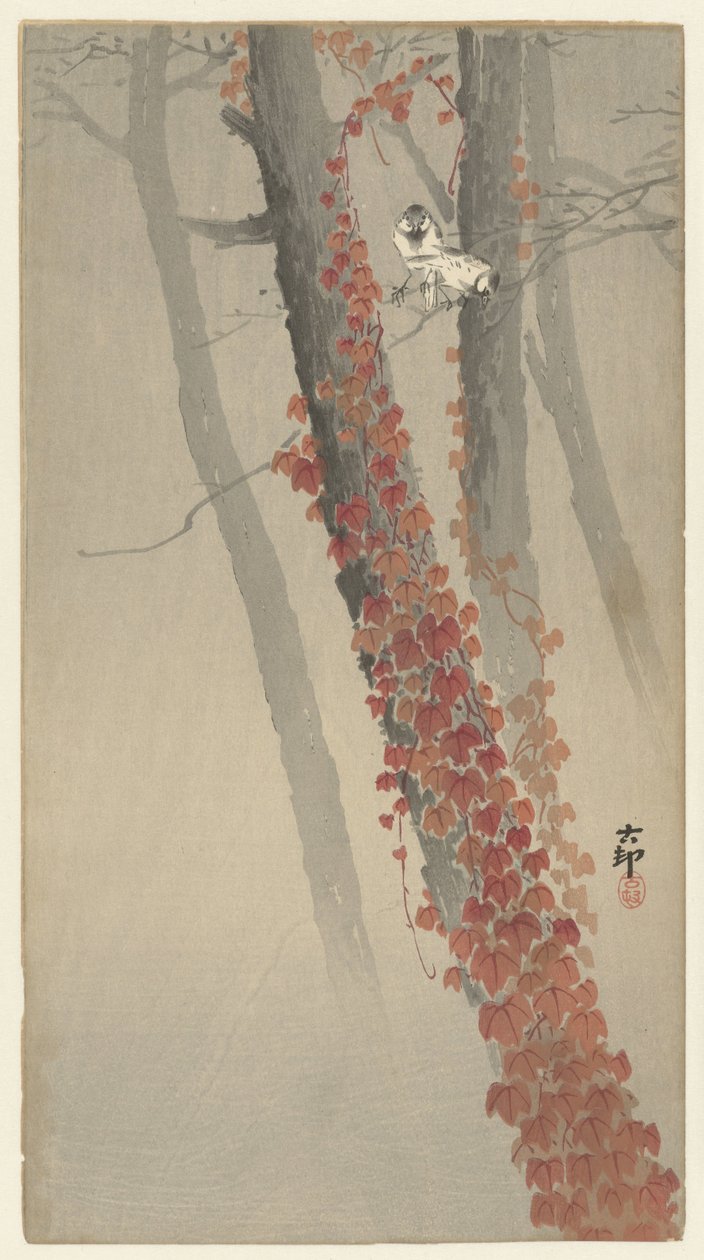 Rode klimop door Ohara Koson