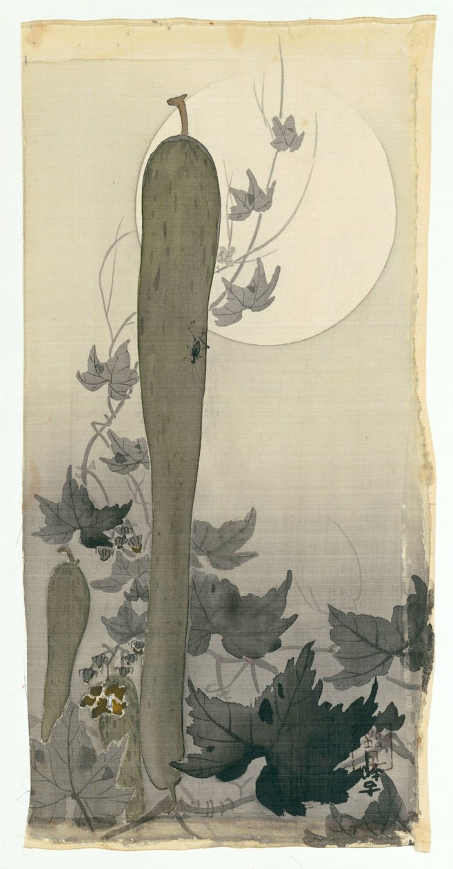 Wilde komkommer met volle maan door Ohara Koson