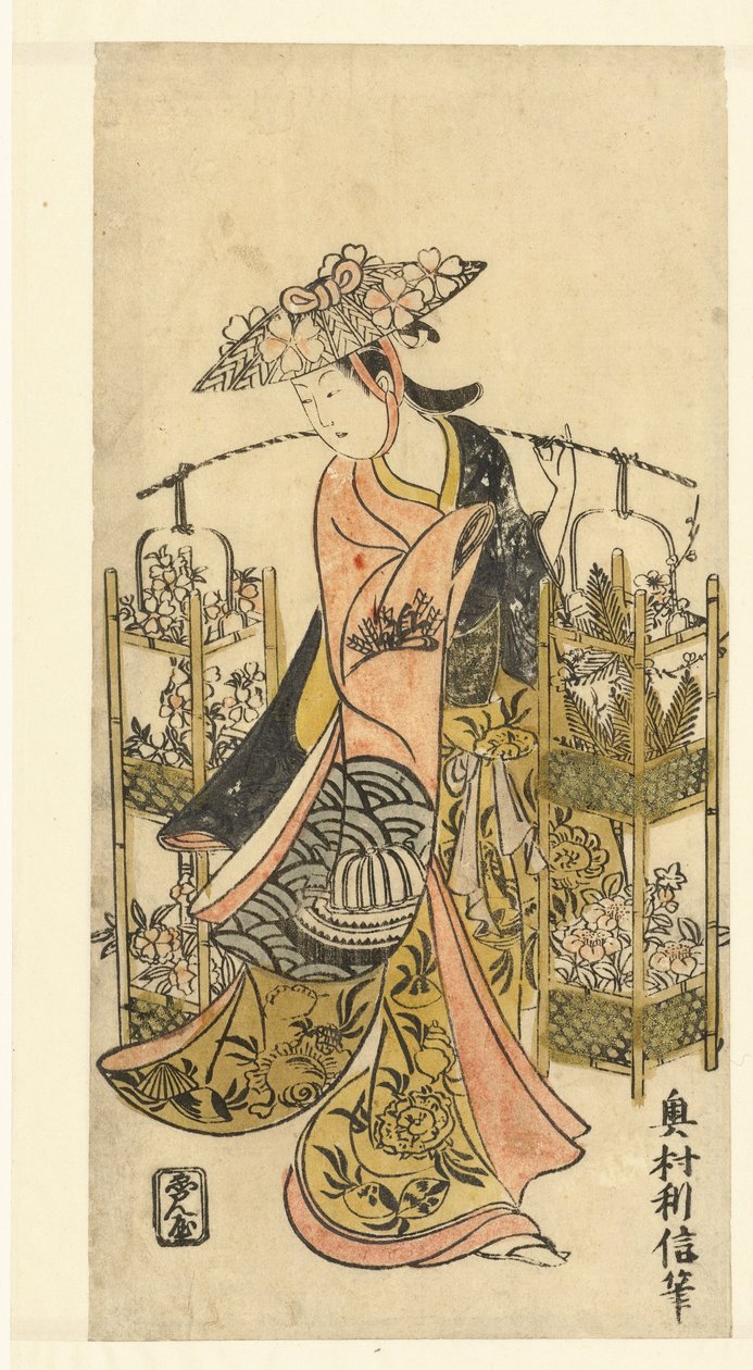 Bloemenverkoopster door Okumura Toshinobu