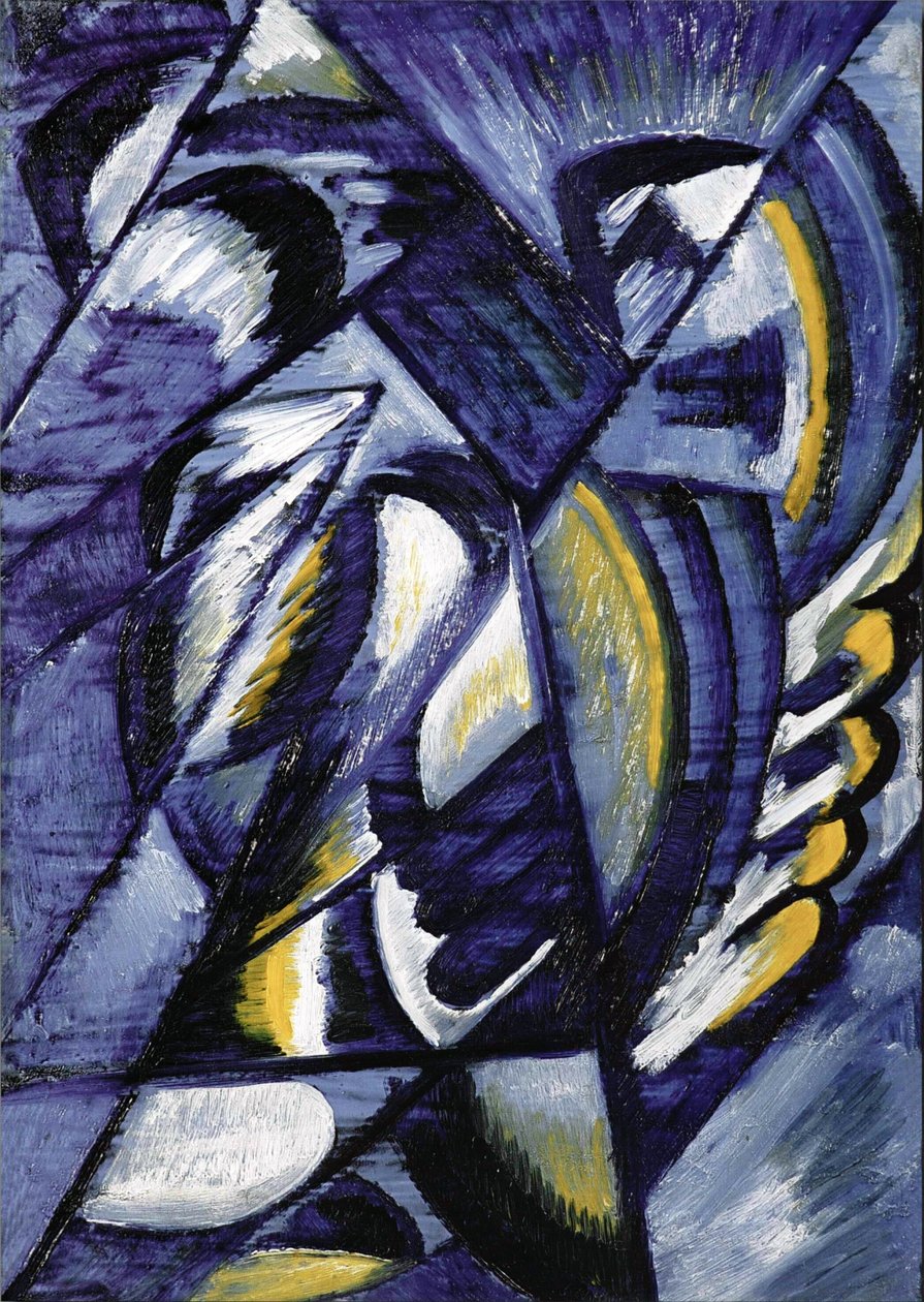 Blauw op tin door Olga Rozanova