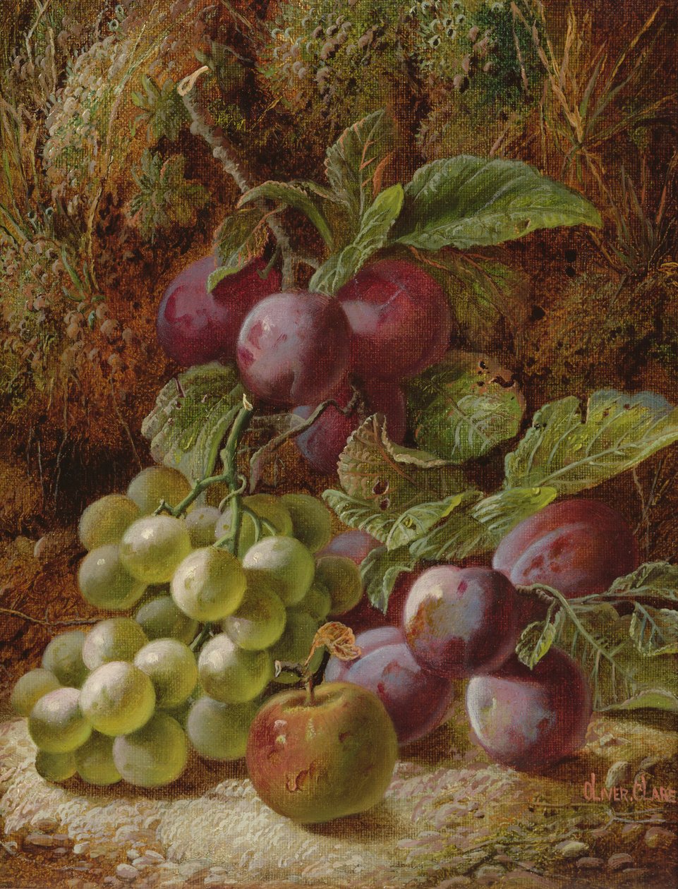 Stilleven met Pruimen en Druiven door Oliver Clare