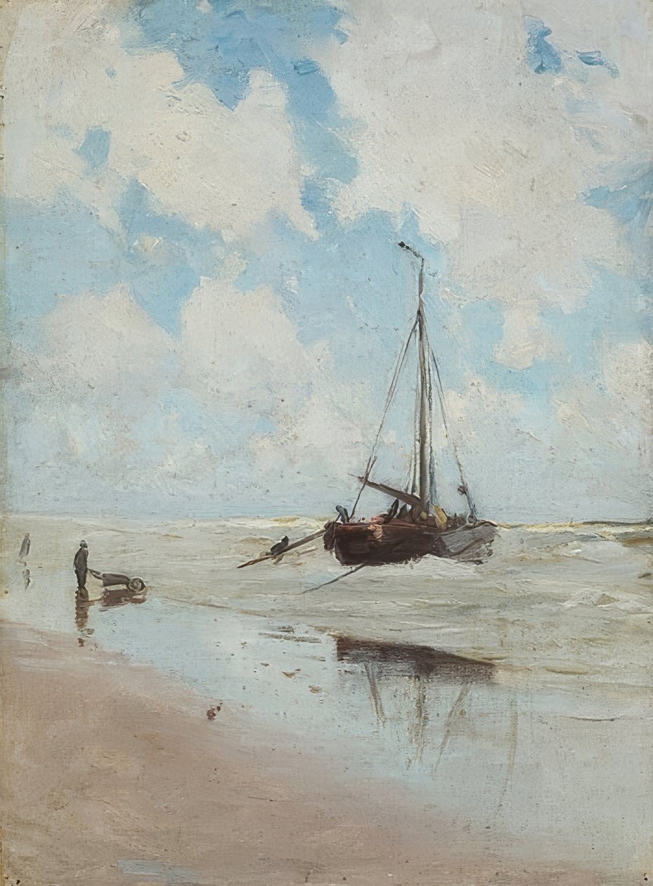 Vissersboot op het strand door Olof Jernberg