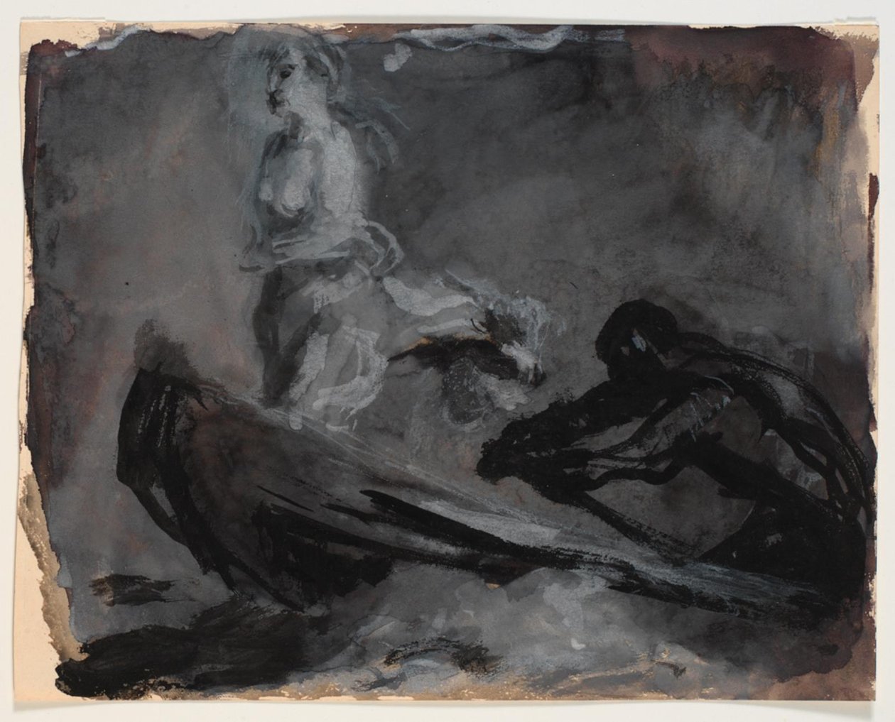 De boot van Charon. Psyche wordt over de rivier Styx gebracht door Oluf Hartmann