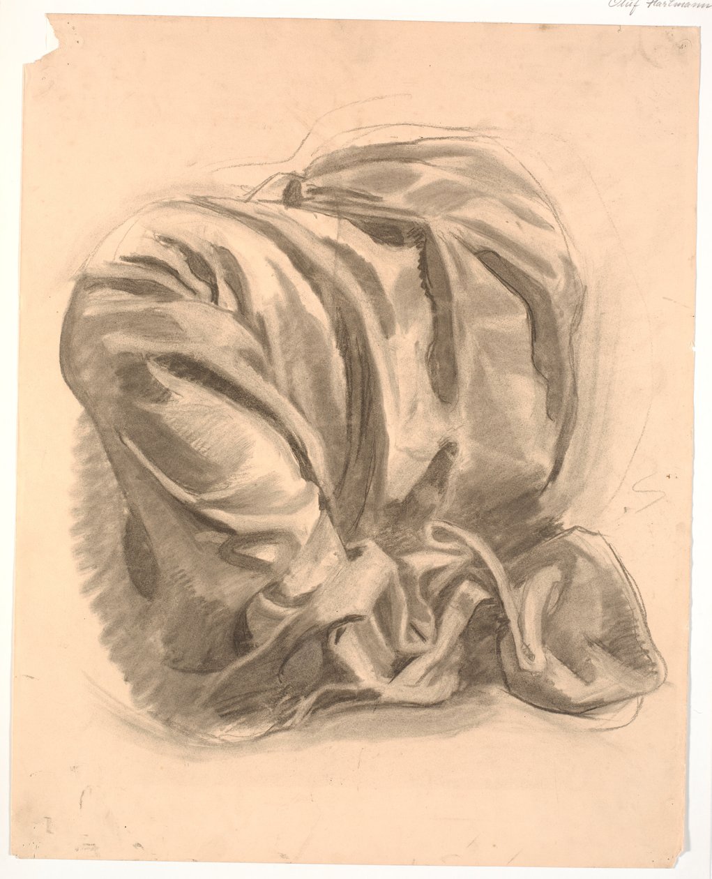 Studie van draperie, rustend over een been door Oluf Hartmann
