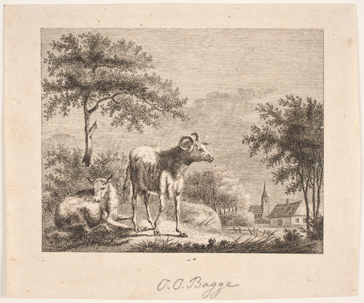 Landschap met schapen door Oluf Olufsen Bagge