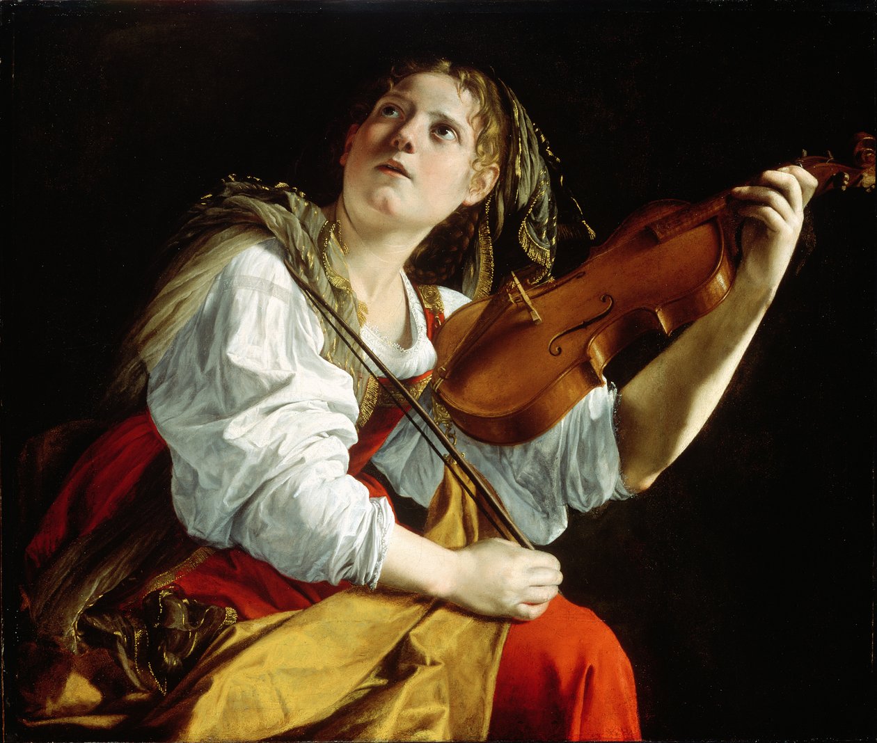 Jonge vrouw met een viool, c.1612 door Orazio Gentileschi
