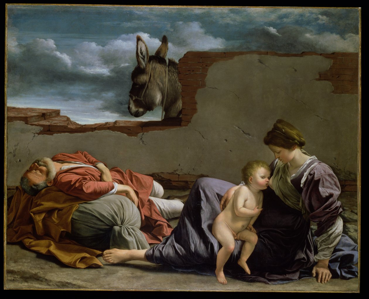 Rust tijdens de vlucht naar Egypte door Orazio Gentileschi