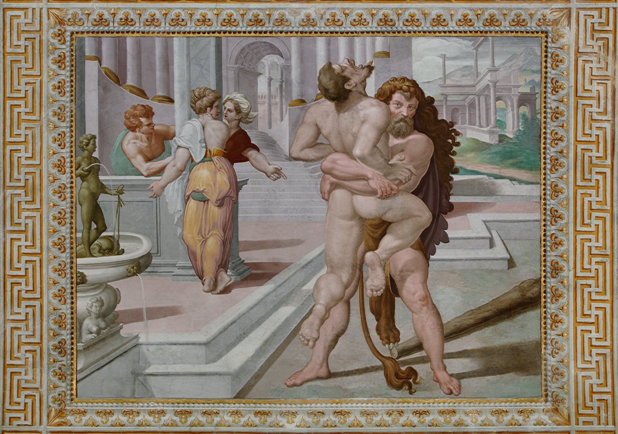 Hercules vecht tegen Antaeus (detail) door Orazio Samacchini