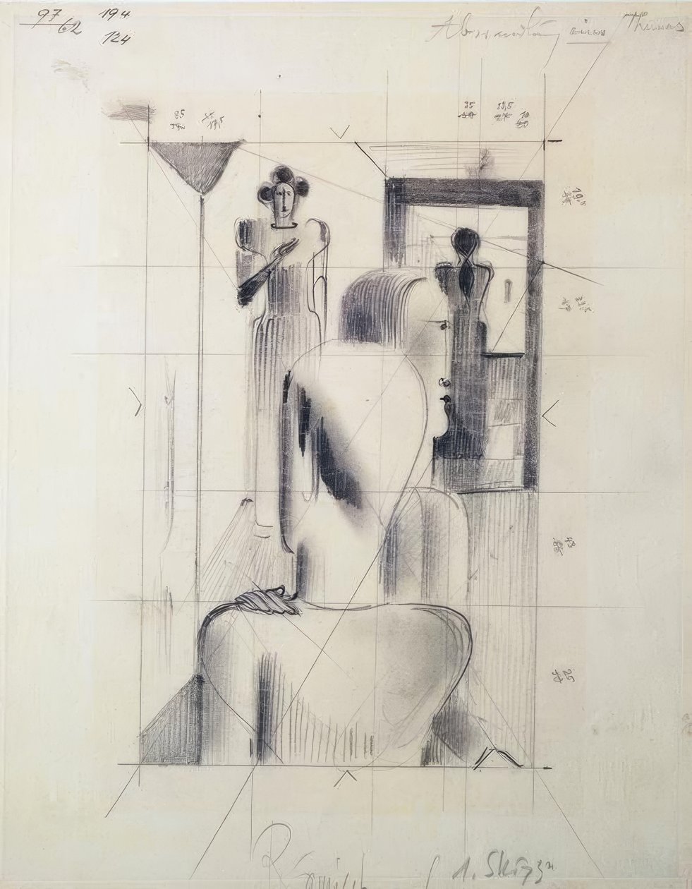 Figuren in een kamer door Oskar Schlemmer
