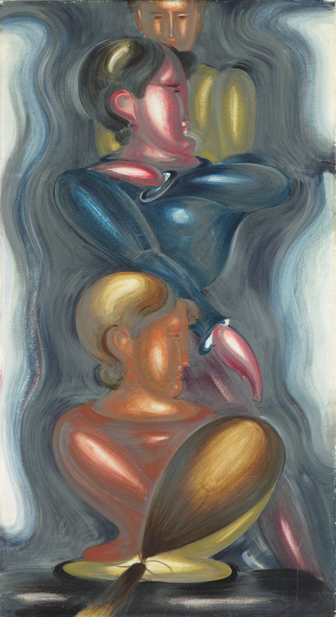 Groep met Blauwe Extase door Oskar Schlemmer