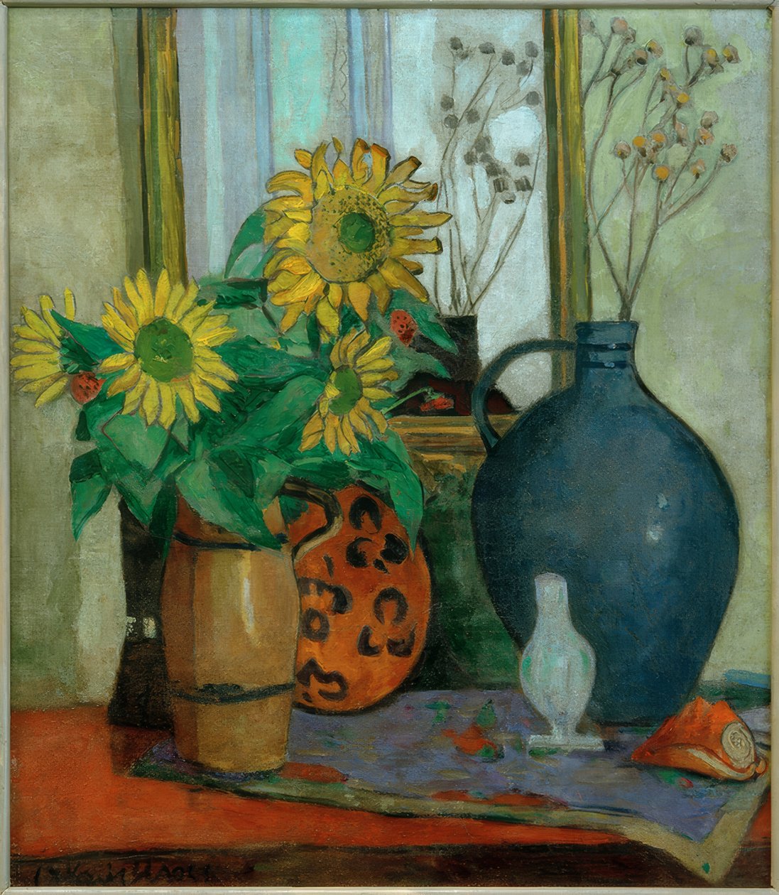 Zonnebloemen met Matisse-schaal door Oskar Moll