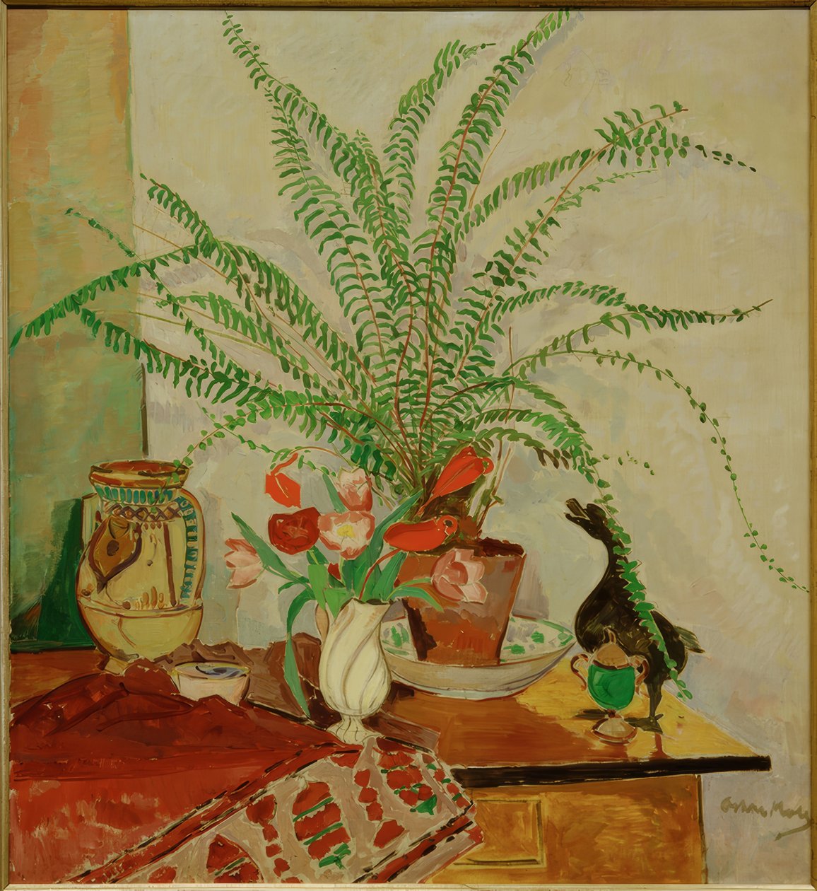 Stilleven met bladplant door Oskar Moll