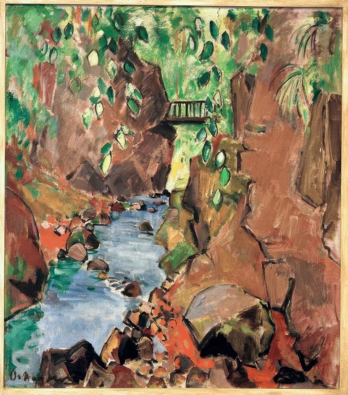 Wölfelsfall met brug door Oskar Moll