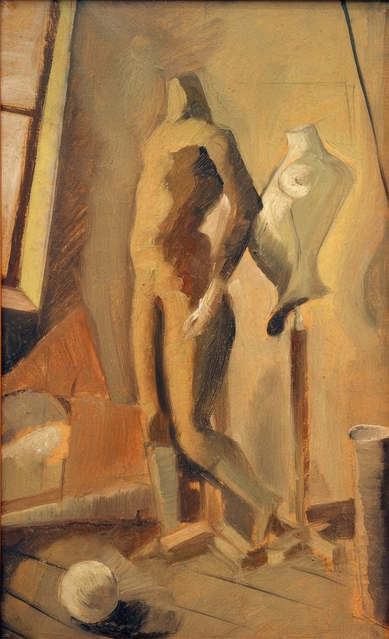 Atelierscène door Oskar Schlemmer