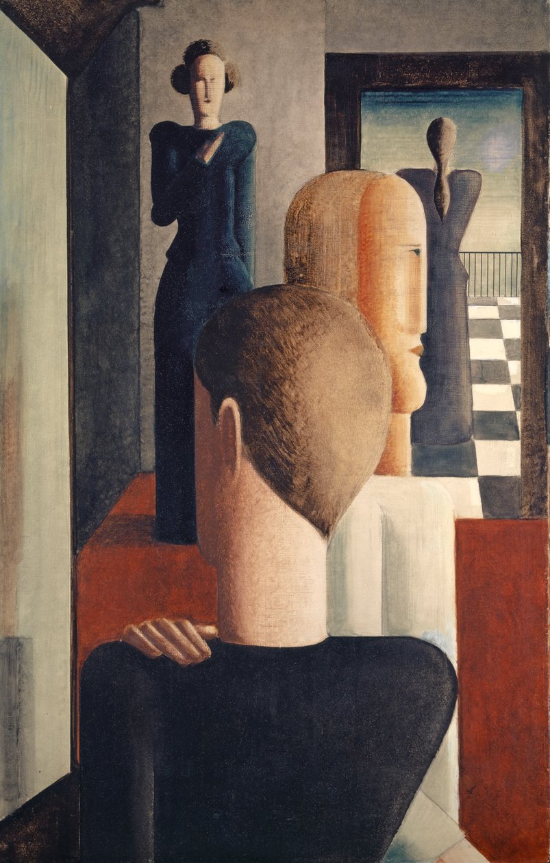Interieur met vijf figuren, Romeins door Oskar Schlemmer