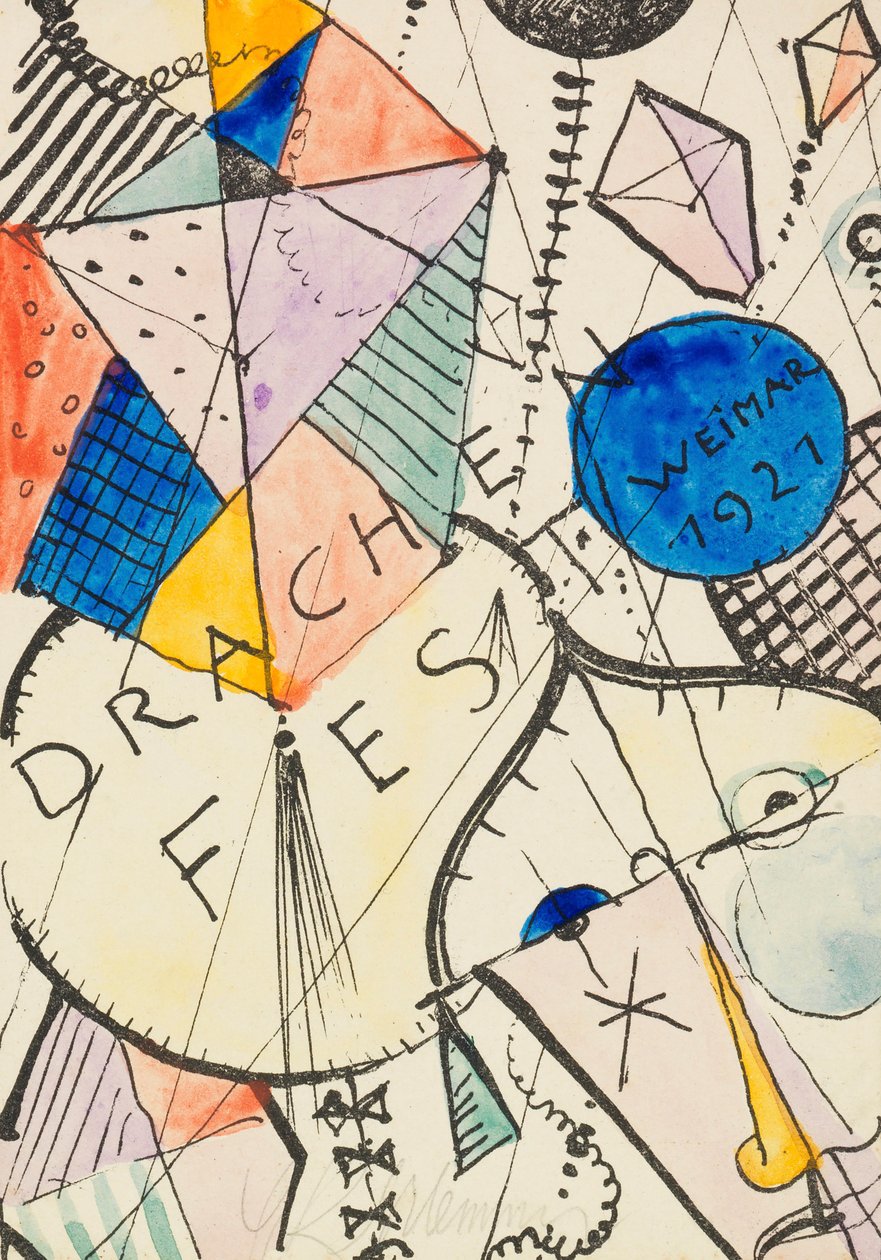 Het vliegerfestival, Weimar, 1921 door Oskar Schlemmer