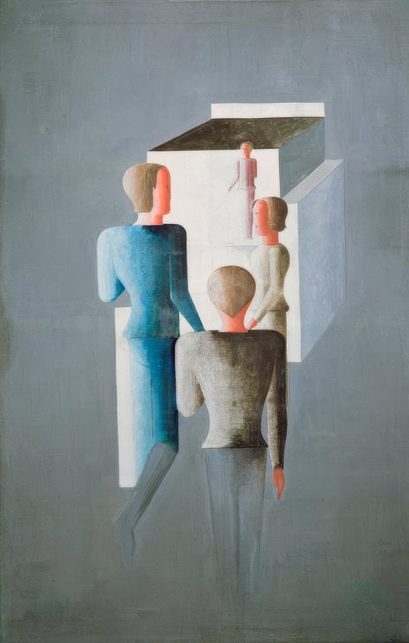 Vier Figuren en Kubus door Oskar Schlemmer