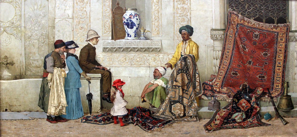 Perzische tapijthandelaar op straat door Osman Hamdi Bey
