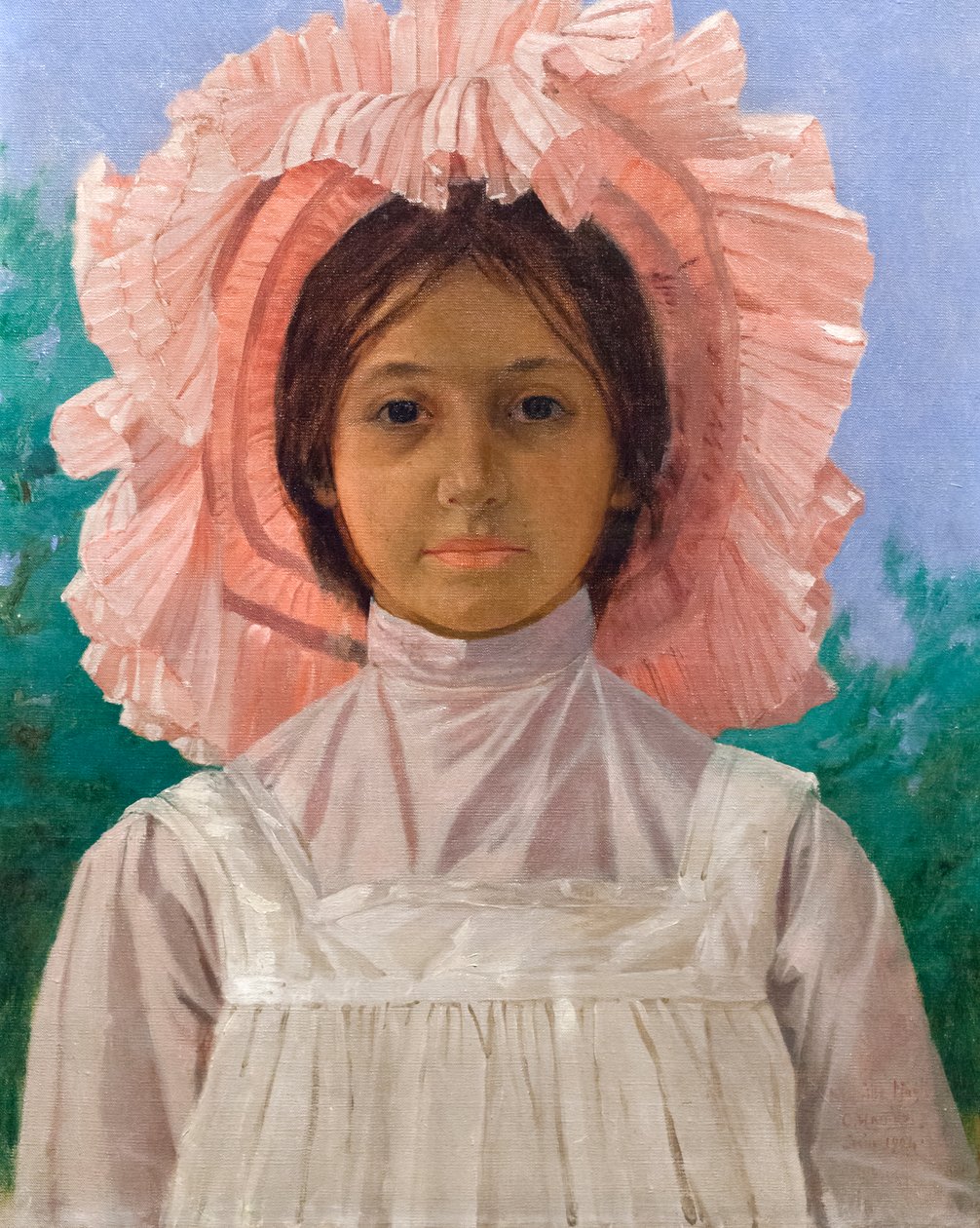 Meisje met roze muts door Osman Hamdi Bey