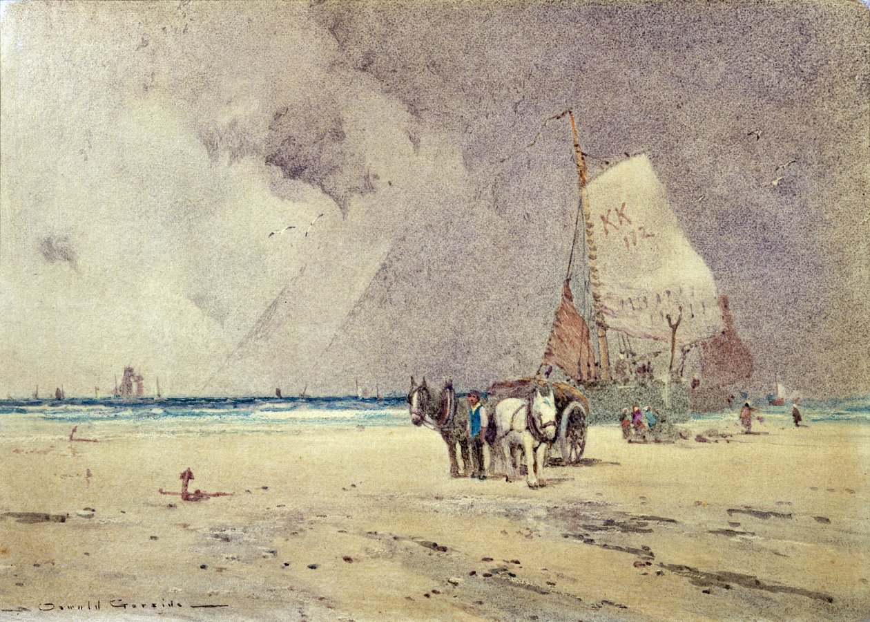 Winterstrandscène door Oswald Garside