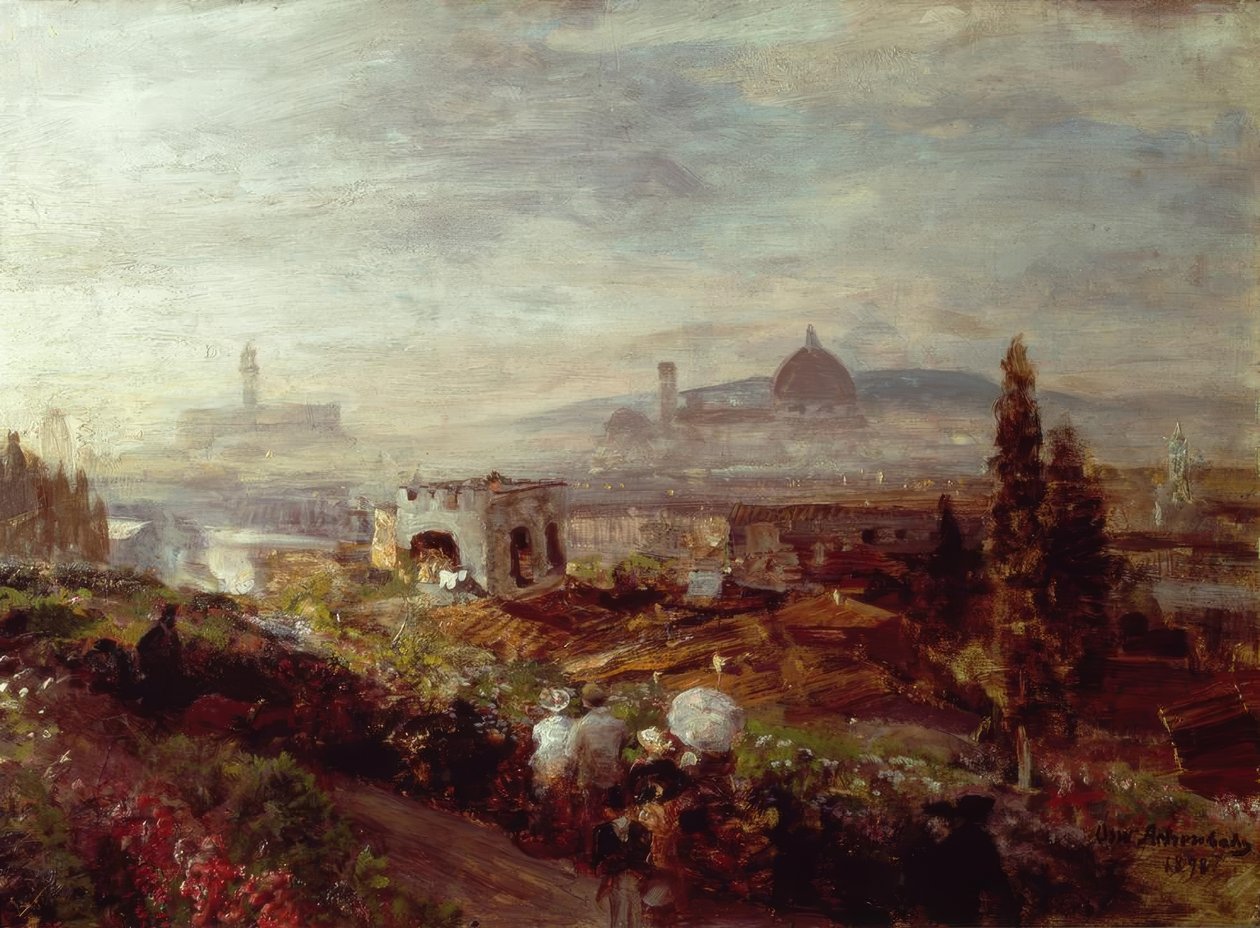 Uitzicht op Florence door Oswald Achenbach