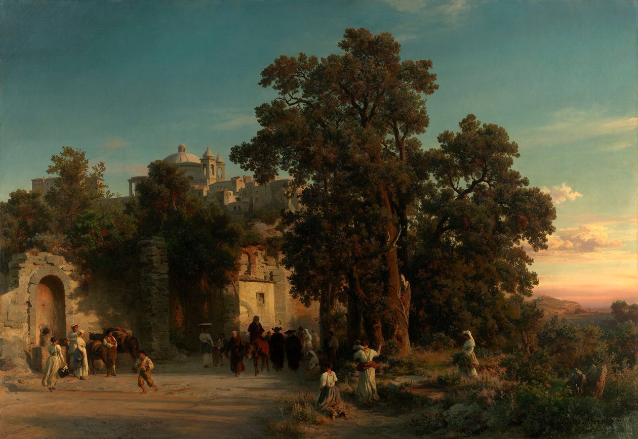 Avond door Oswald Achenbach