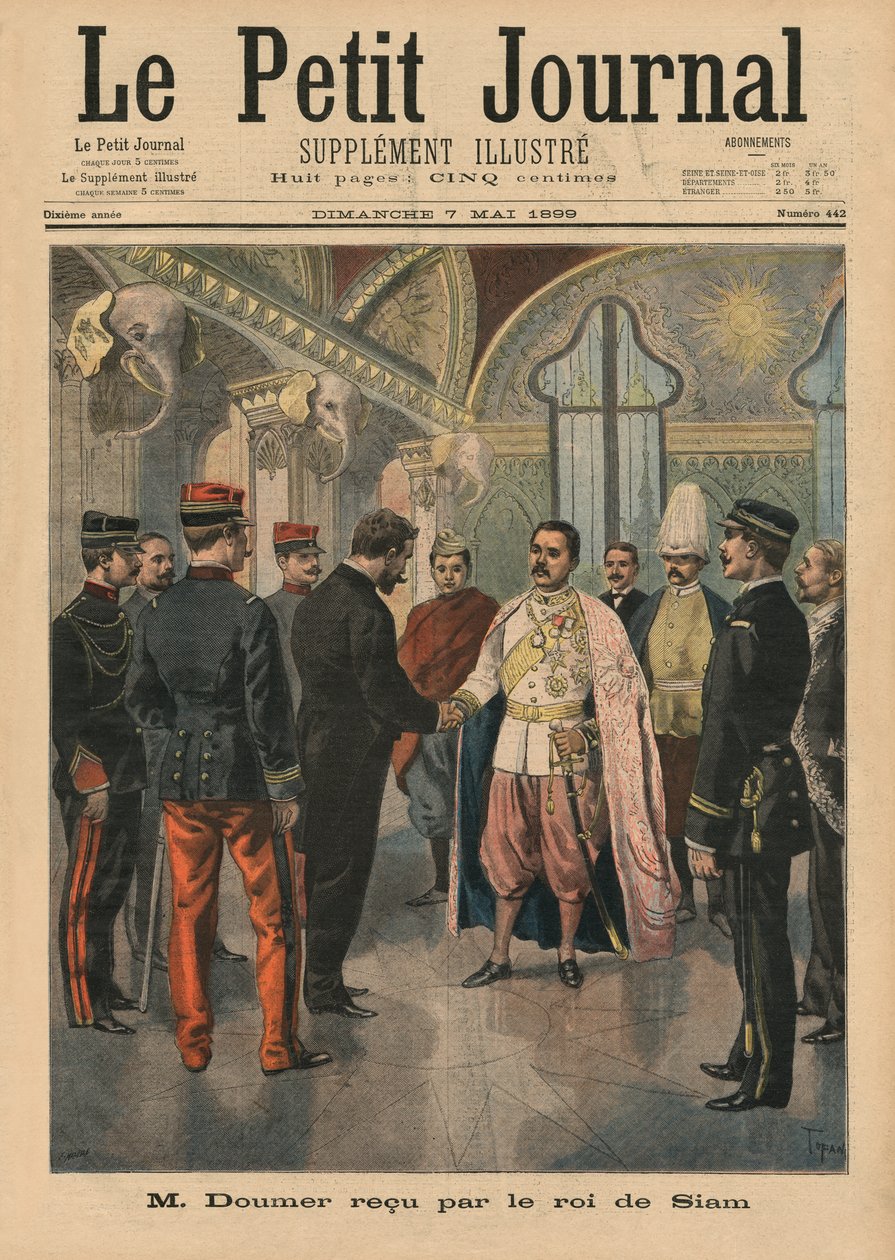 Paul Doumer, Gouverneur-Generaal van Indochina, ontvangen in Bangkok door Chulalongkorn, Koning van Siam als Rama V, voorpagina illustratie van 