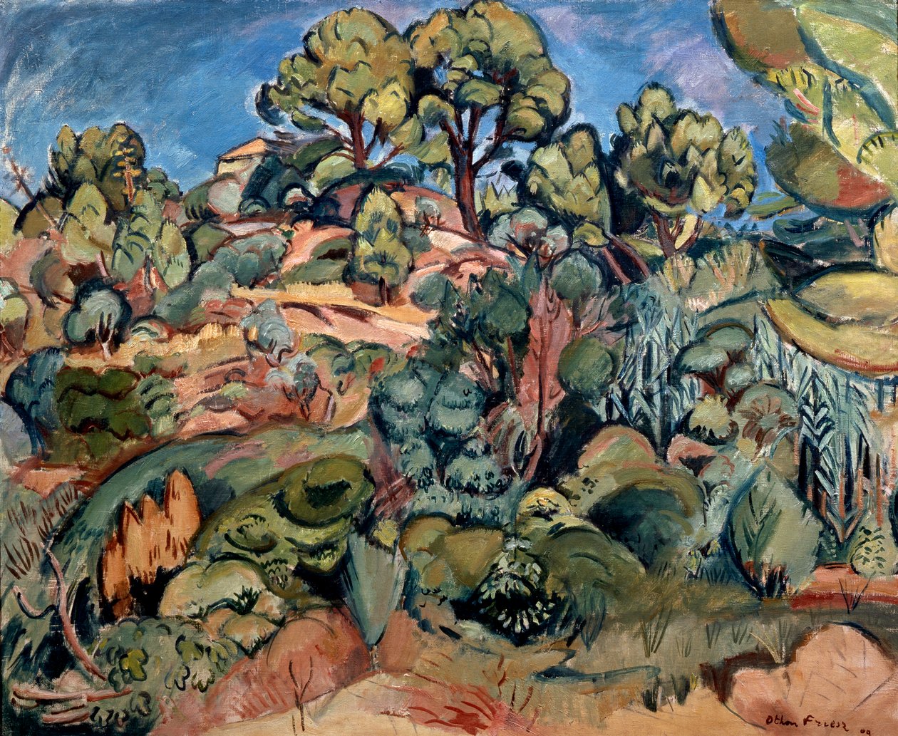 Bomen in Cassis, 1909 door Othon Friesz
